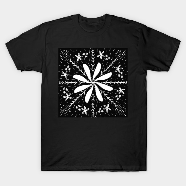 Black and White Flower T-Shirt by colors